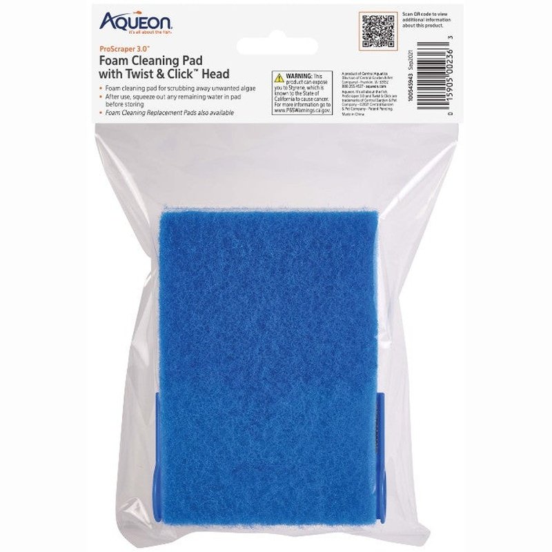 Aqueon ProScraper 3.0 Foam Cleaning Pad with Twist and Click Head - Scales & Tails Exotic Pets