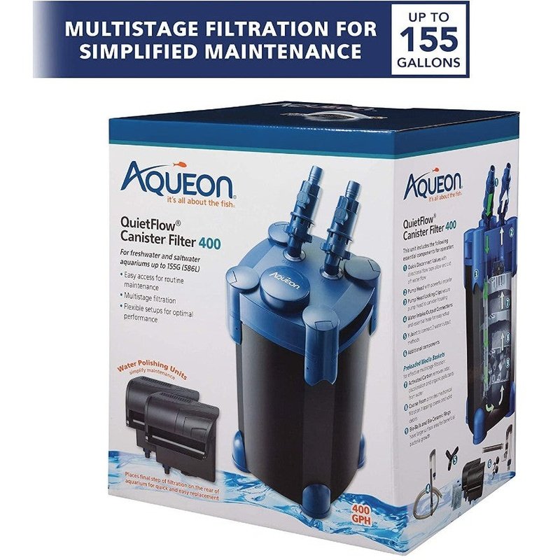 Aqueon QuietFlow Canister Filter for Freshwater and Saltwater Aquariums - Scales & Tails Exotic Pets