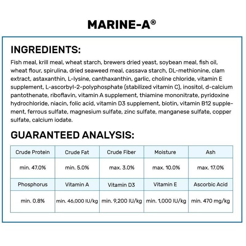 Hikari Marine A Fish Food Spirulina Rich Formula Color Enhancing Daily Diet for Larger Marine Fish - Scales & Tails Exotic Pets