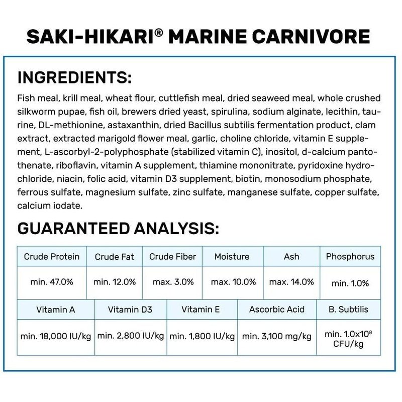 Hikari Saki-Hikari Marine Carnivore Sinking Medium Pellet Food - Scales & Tails Exotic Pets