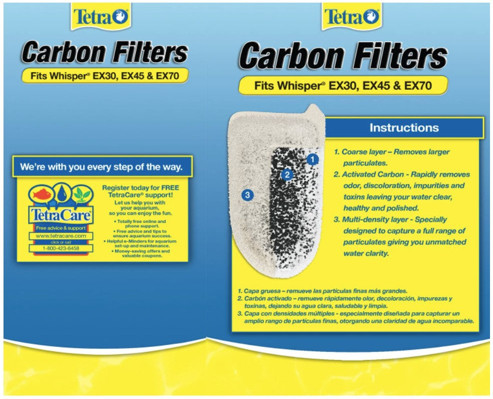 Tetra Carbon Filters for Whisper EX Power Filters Large - Scales & Tails Exotic Pets